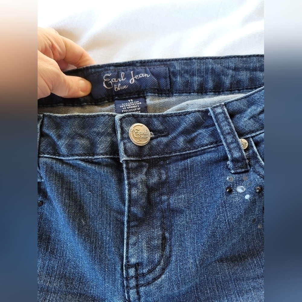 Earl Jeans blue embellished dark wash jeans 11 - Picture 3 of 11